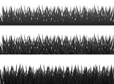 Grass borders silhouette set on white background vector Stock Illustration