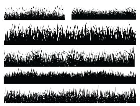 Grass borders silhouette vector art Stock Illustration