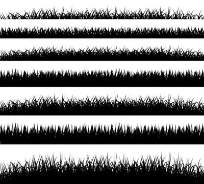 Grass borders silhouette on white background Stock Illustration