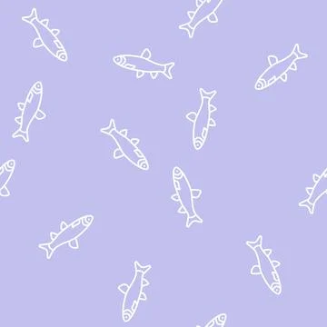 Grass carp line seamless pattern Stock Illustration