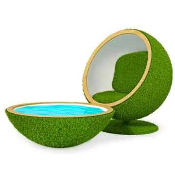 Grass chair pool Stock Illustration