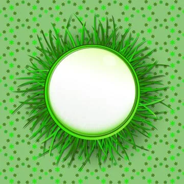 Grass circle label with green background vector pattern illustration Illustrazione stock