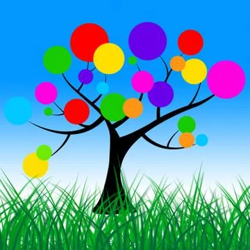 Grass circles indicating tree trunk and pasture Stock Illustration
