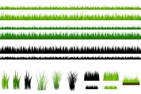 Grass collection, isolated on white Stock Illustration