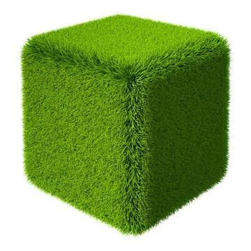 Grass Cube 3D Green grass cube isolated on white background. 3d rendering ... Foto stock