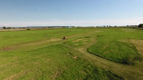 Grass Cutting Farm Field Stock Footage 255235222