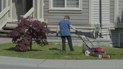Grass cutting. Stockbeeldmateriaal 136622385