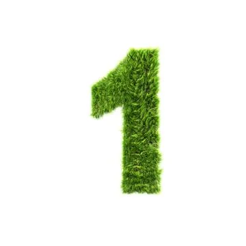 Grass digit isolated on a white background - 1 Stock Illustration