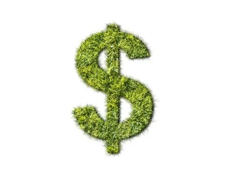 Grass dollar sign on white background Stock Illustration