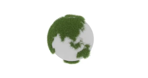 Grass Earth Globe rotate looping, 3D rendering animation isolated on white Stock Footage 162468134