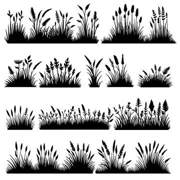 Grass elements set collection vector illustration Illustrazione stock