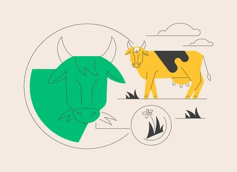Grass fed beef abstract concept vector illustration. イラスト素材