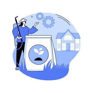 Grass fertilizer abstract concept vector illustration. Stock Illustration