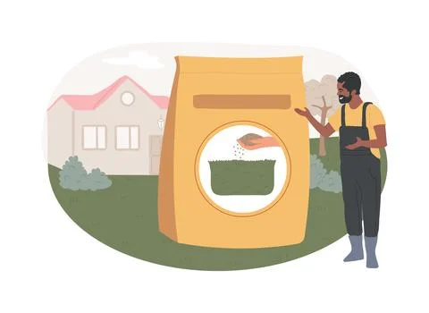 Grass fertilizer isolated concept vector illustration. Ilustración de archivo