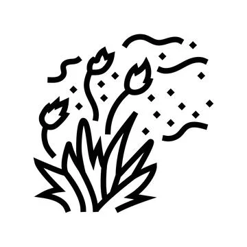 Grass field releasing pollen line icon vector illustration Ilustração Stock