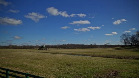 Grass Field, Trees, and Clouds Timelapse Stock Footage 123616448