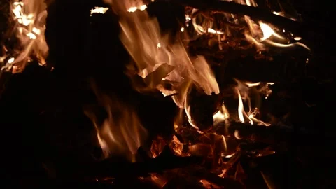 Grass Fire Burning Close up the black background for vfx  库存影片 155304300