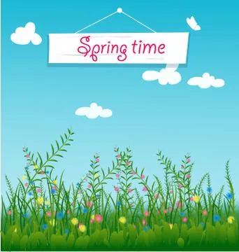 Grass With Flowers Illustrazione stock