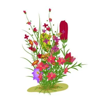 Grass With Flowers Stock Illustration