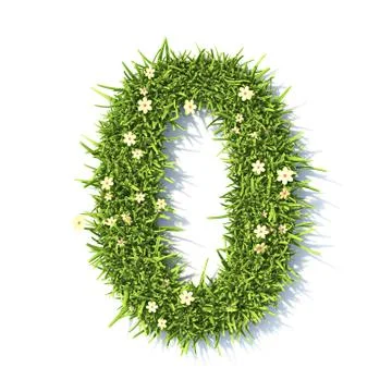 Grass font Number 0 ZERO 3D Stock Illustration