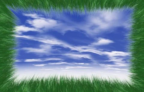 Grass frame against blue sky Stock Illustration