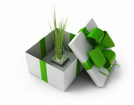 Grass in a gift box Stock Illustration