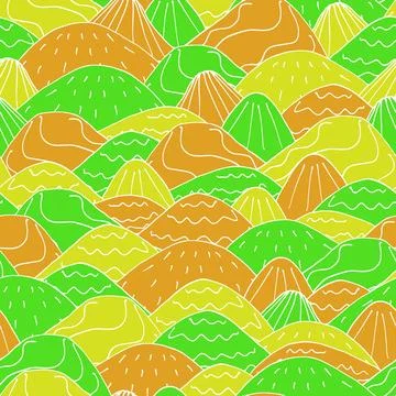 A grass hills landscape seamless vector pattern Illustrazione stock