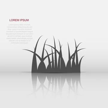 Grass icon in flat style. Eco lawn vector illustration on white isolated ba.. 库存插图