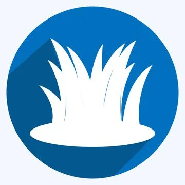 Grass Icon in trendy long shadow style isolated on soft blue background Stock Illustration