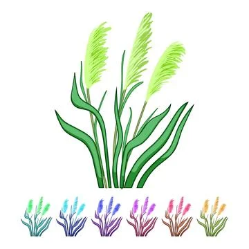 Grass lake plant cartoon vector graphic Stock Illustration