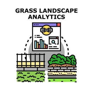 Grass landscape analytics managing smart gardening data Stock Illustration