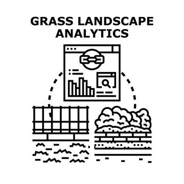 Grass landscape analytics managing smart gardening data Stock Illustration