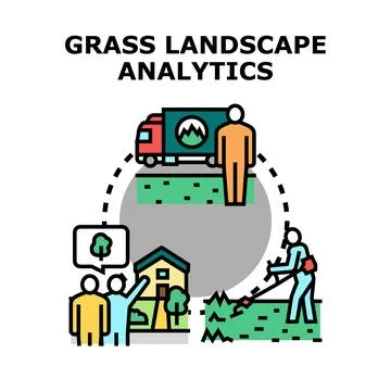 Grass landscape analytics service and maintenance concept Stock Illustration