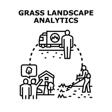 Grass landscape analytics service and maintenance concept Stock Illustration