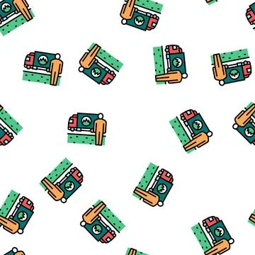 Grass lawn delivery vector seamless pattern Stock Illustration