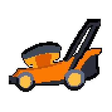 Grass lawn mower pixel art vector illustration Stock Illustration