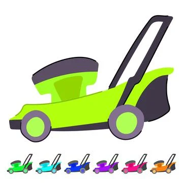 Grass lawn mower vector cartoon graphic Stock Illustration