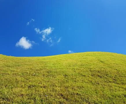 Grass lawn sky clouds for background Stock Photos