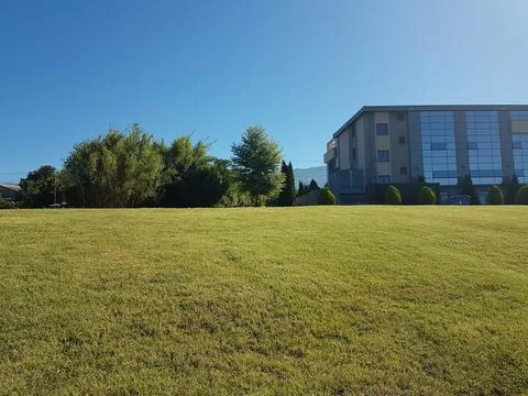 Grass lawn sky clouds for background Stock Photos