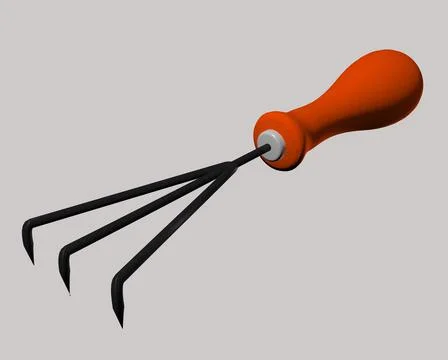 Grass leaf rake 3d illustration Stock Illustration