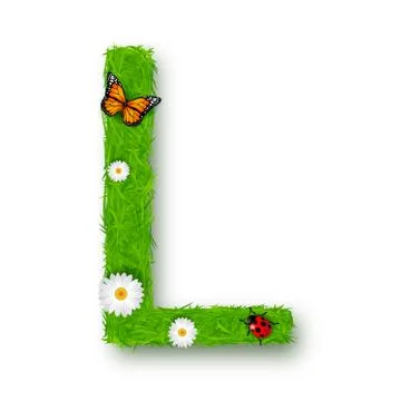 Grass letter L on white background Stock Illustration