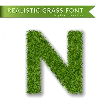 Grass letter N, alphabet 3D design. Capital letter text. Green font isolated:  Royalty Free #217921594