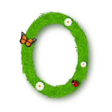 Grass letter O on white background Stock Illustration