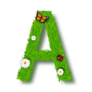 Grass letter A on white background Stock Illustration