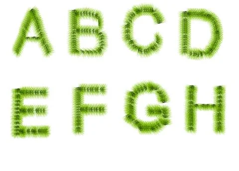 Grass letters a, b, c, d, e, f, g, h Stock Illustration