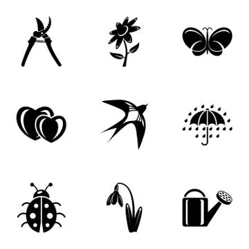 Grass life icons set, simple style Ilustración de archivo