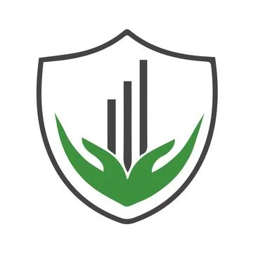 Grass logo in shield vector hand chart icon design Stock Illustration