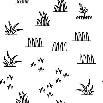 Grass Meadow Plant Vector Seamless Pattern Stock Illustration
