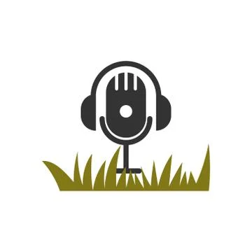 Grass microphone vector design template illustration Illustrazione stock