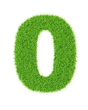Grass number 0 zero ecology eco friendly concept character type Stock Illustration